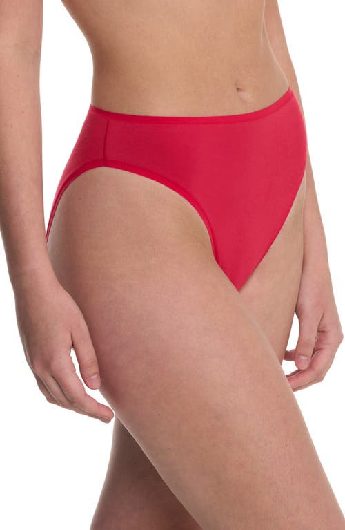 Natori Bliss Bare Cotton High Cut Briefs In Red