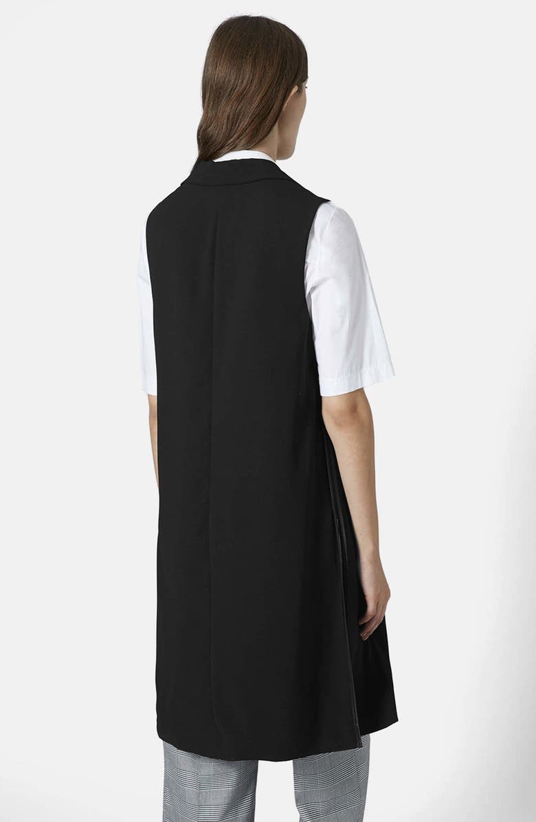 Topshop Sleeveless Side Split Coat, Alternate, color, Black