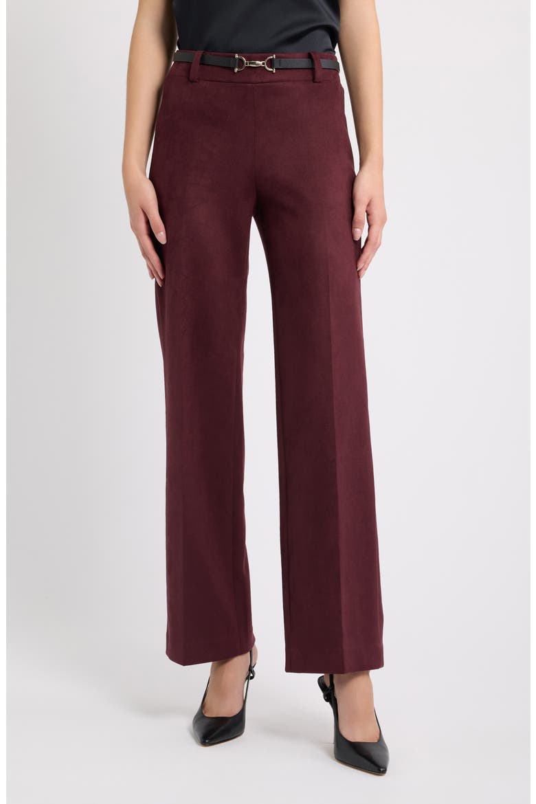 Pull On Wide Leg Faux Suede Pants, Main, color, BAROLO