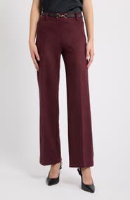 Anne Klein Pull On Wide Leg Faux Suede Pants