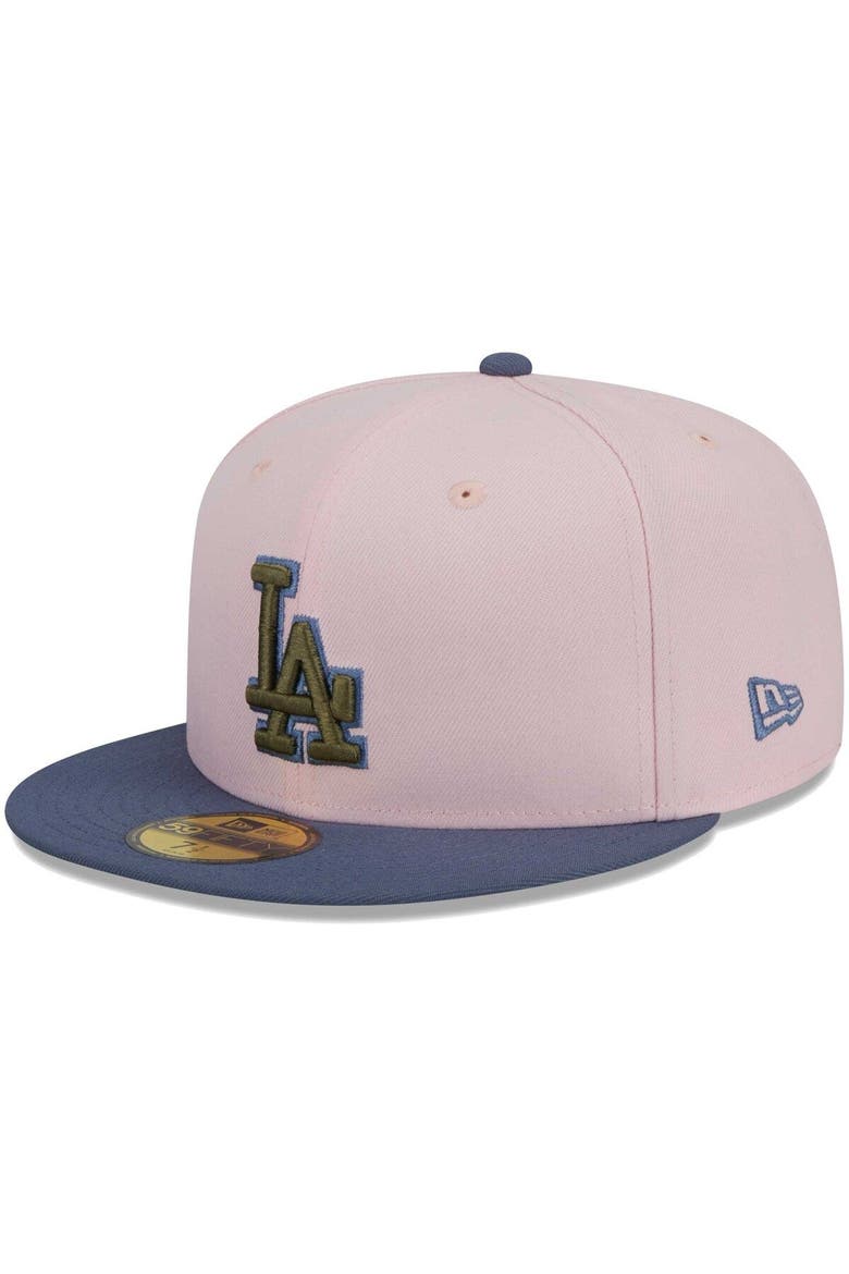 Men's New Era Pink/Blue Los Angeles Dodgers  Olive Undervisor 59FIFTY Fitted Hat, Alternate, color, Pink