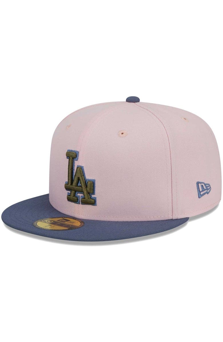 New Era Men's New Era Pink/Blue Los Angeles Dodgers Olive Undervisor 59FIFTY Fitted Hat, Alternate, color, Pink