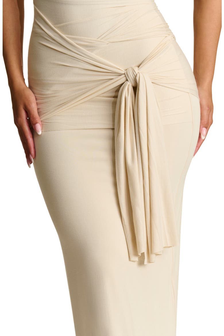 Smooth Tie Front Maxi Dress, Alternate, color, CREAM