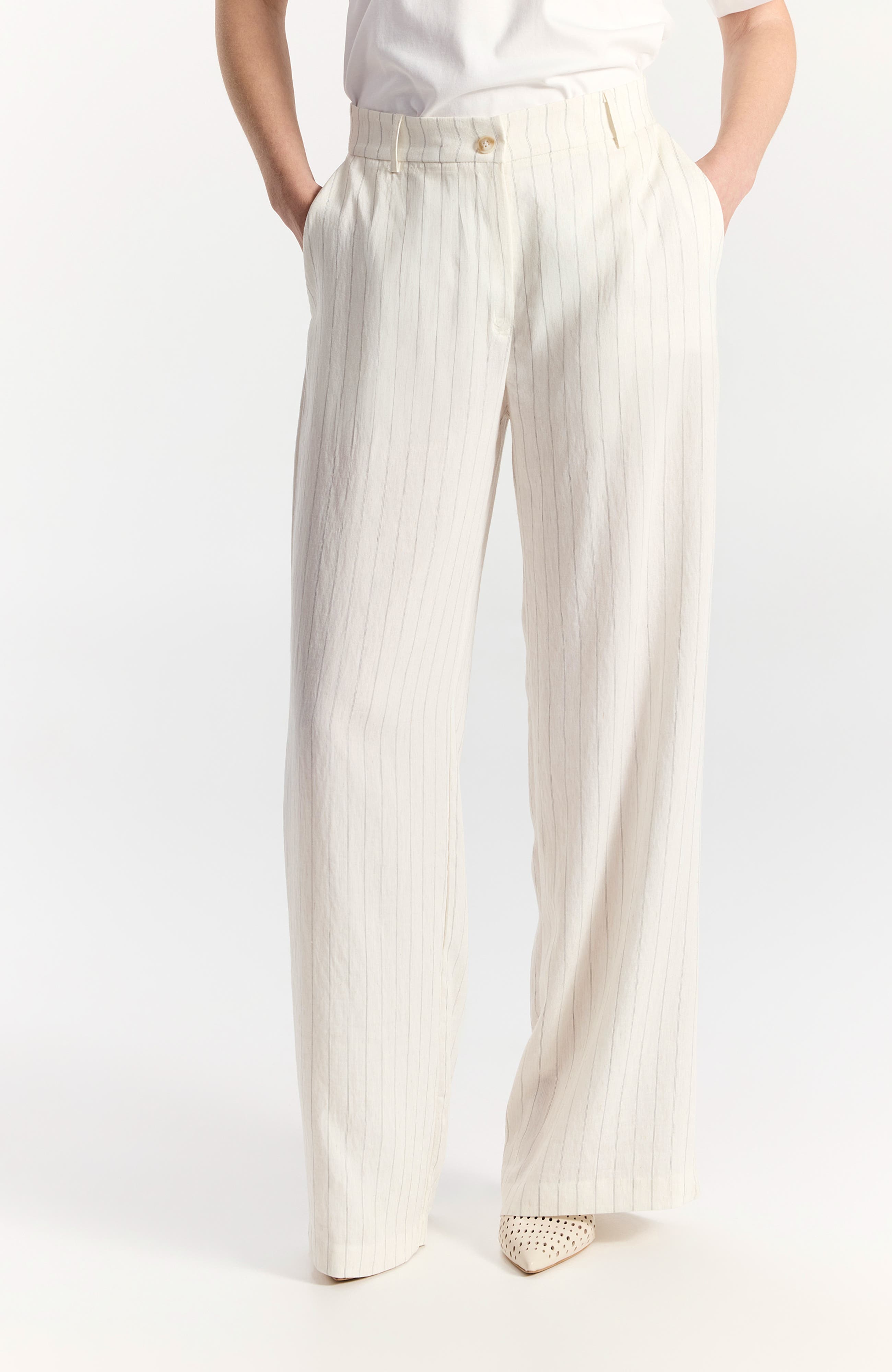 selected White With Gray Pinstripes