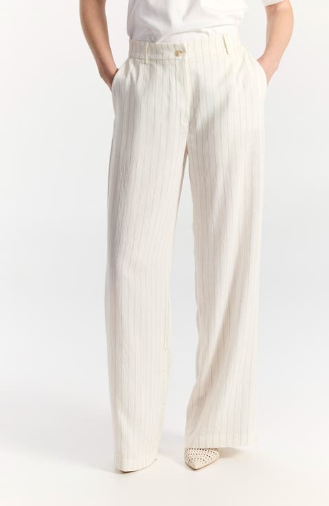 Liana High Waist Pinstriped Tailored Trousers