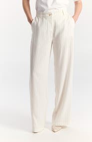 Ronen Chen Liana High Waist Pinstriped Tailored Trousers