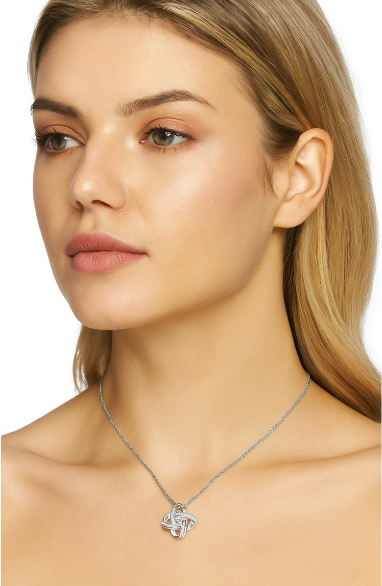 Hollywood Sensation Knot Necklace With Cubic Zirconia Stones, Alternate, color, Silver