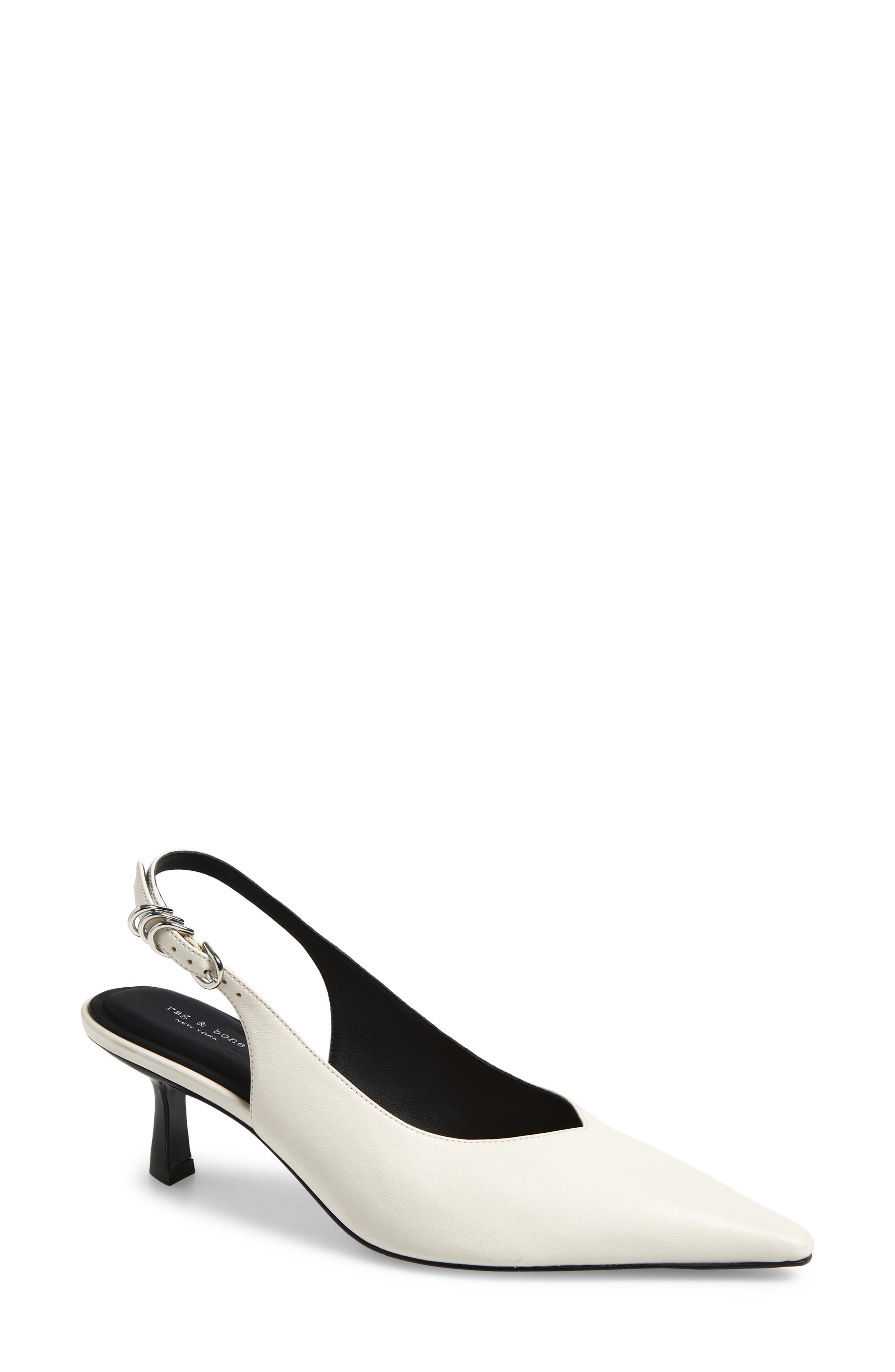rag & bone Brynn Slingback Kitten Heel Pump, Main, color, Antique White