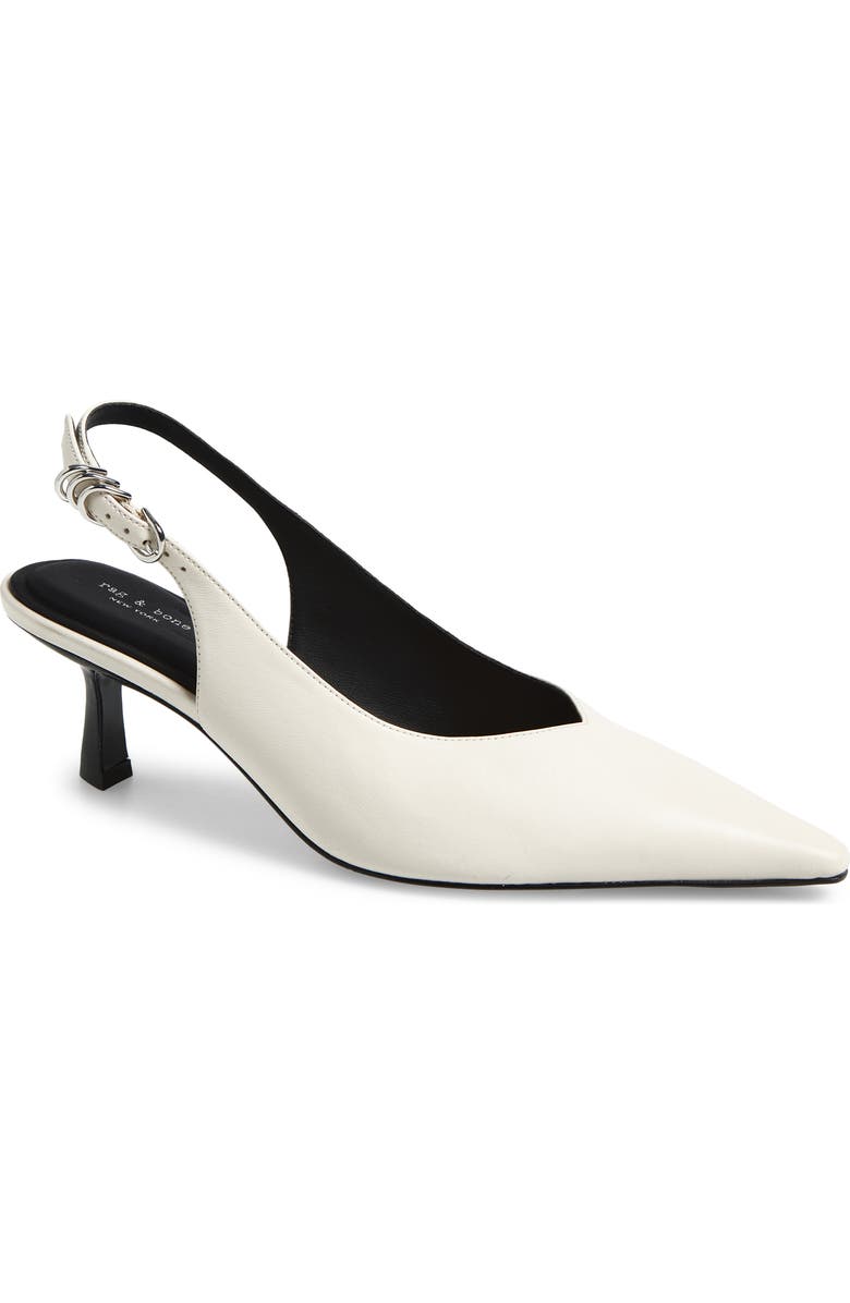 rag & bone Brynn Slingback Kitten Heel Pump, Main, color, Antique White