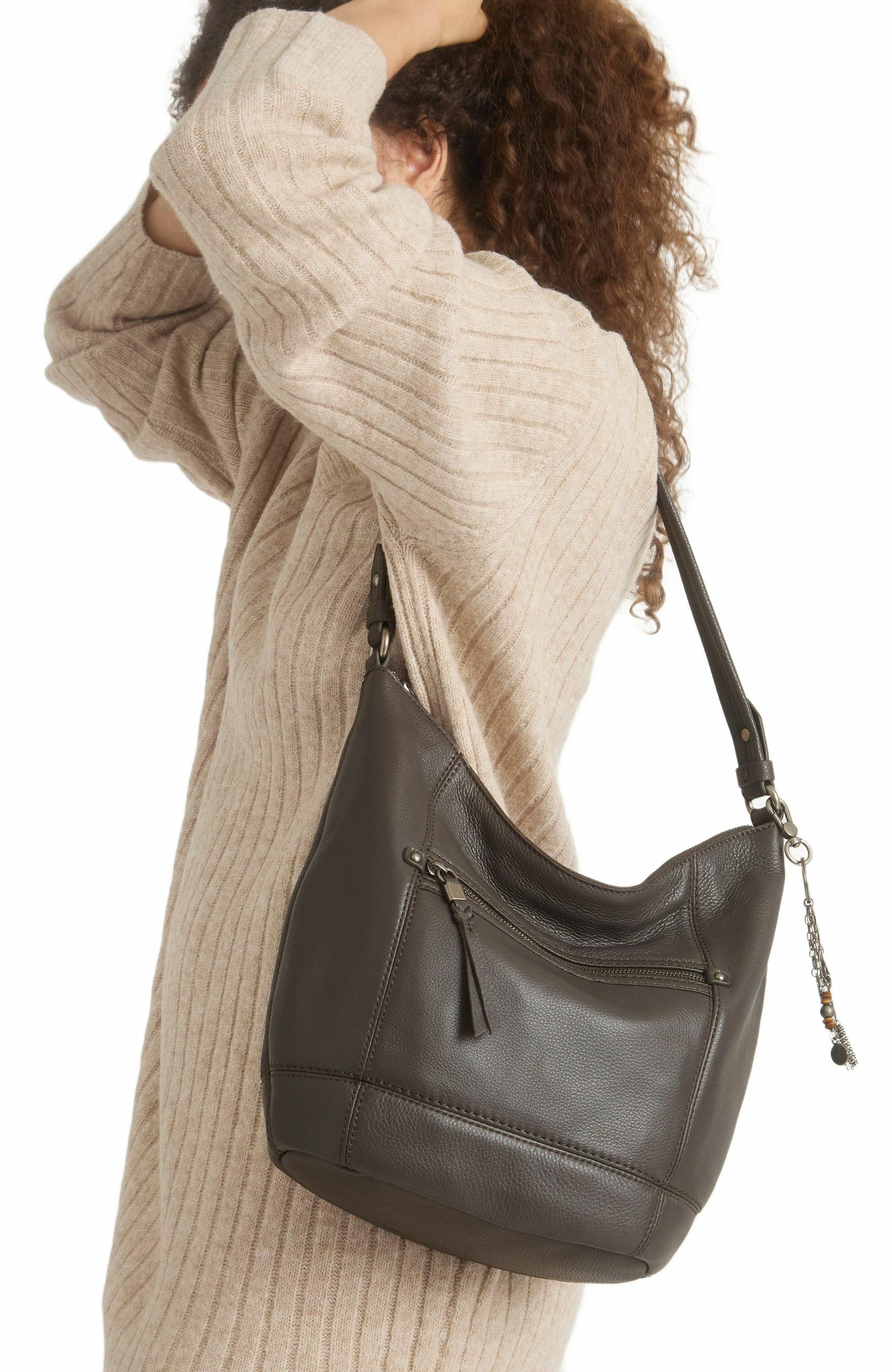 The Sak Sequoia Hobo Leather Bag, Alternate, color, Black Stripe
