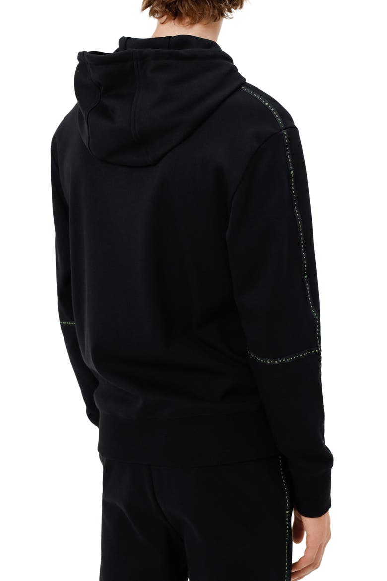 Denry Logo Tape Organic Cotton Graphic Hoodie, Alternate, color, BLACK