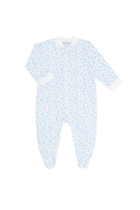 Blue Cheetah Print Zipper Footie - Baby