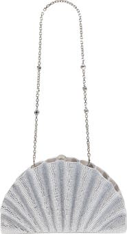 JUDITH LEIBER COUTURE Origami Fan Crystal Embellished Satin Clutch