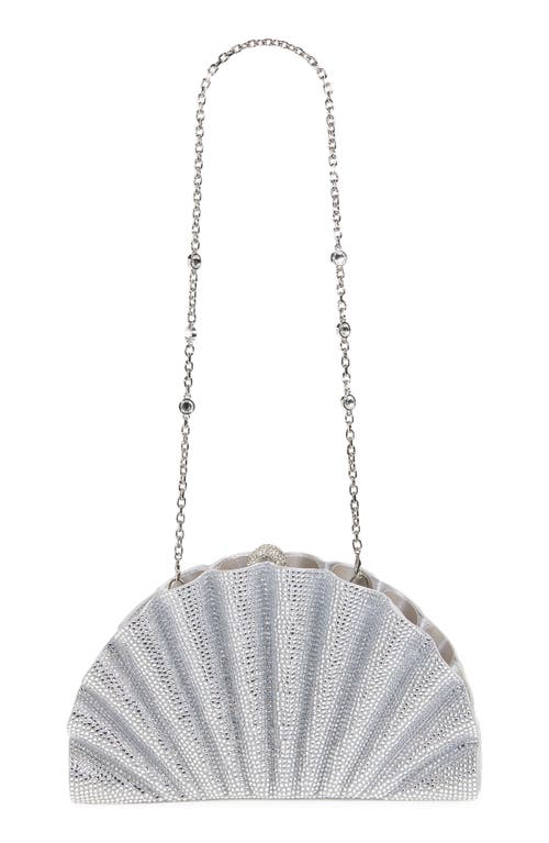 Judith Leiber Couture Origami Fan Crystal Embellished Satin Clutch In Silver