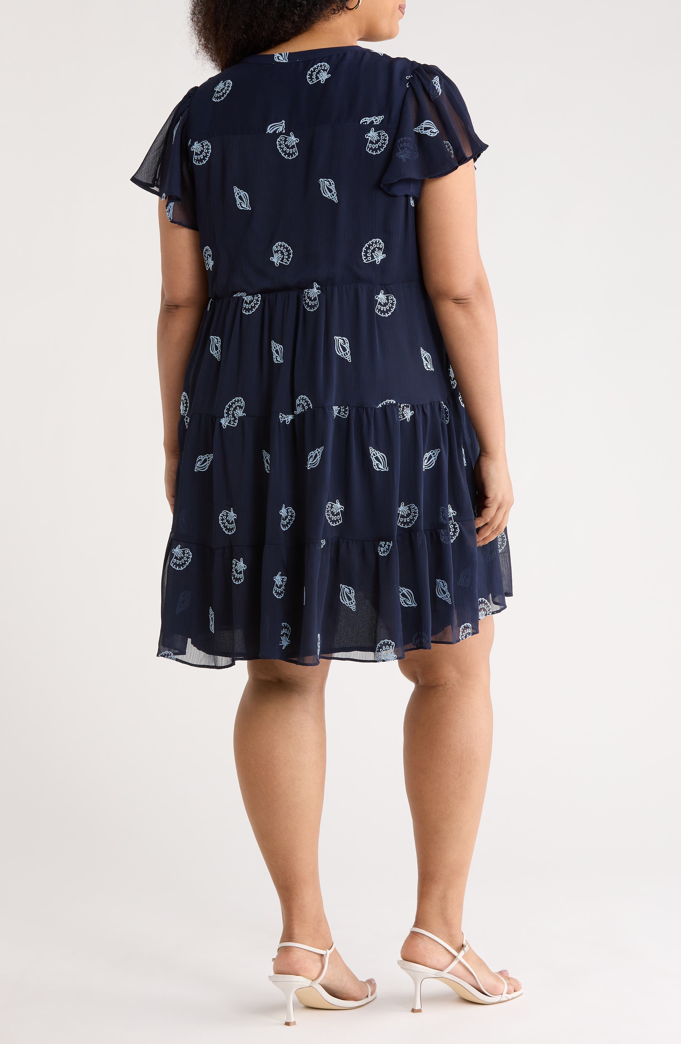 Embroidered Flutter Sleeve Dress - image 2