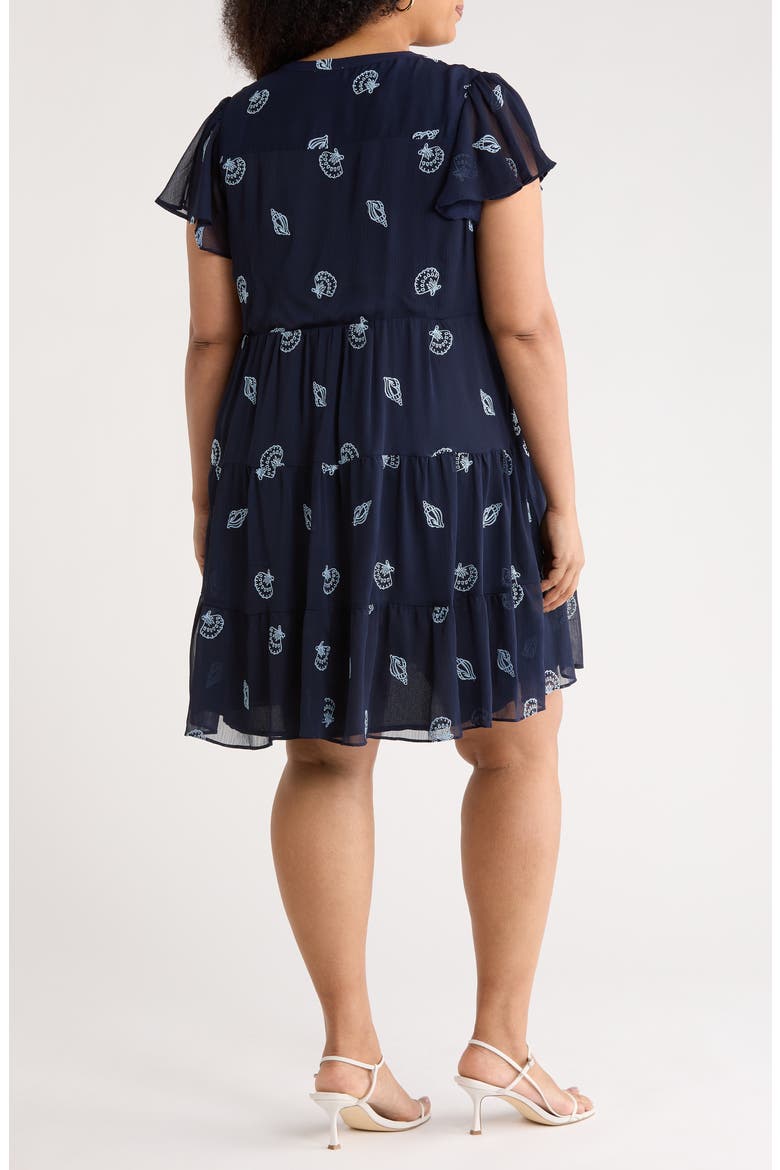 Embroidered Flutter Sleeve Dress, Alternate, color, CLASSIC NAVY