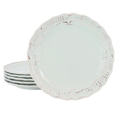 Capri 6 piece 11in Stoneware Embossed Dinner Plate Set