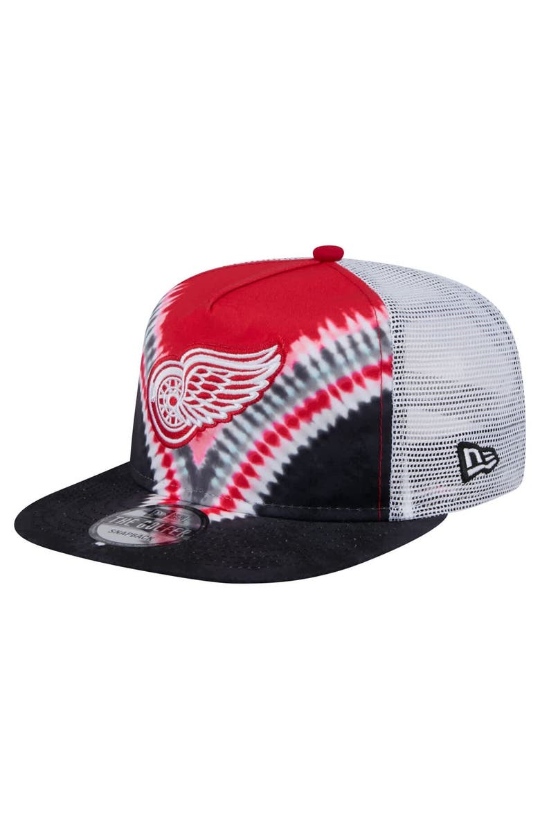 New Era Men's New Era Black/Red Detroit Red Wings Throwback V-Dye Adjustable Golfer Hat, Main, color, Black