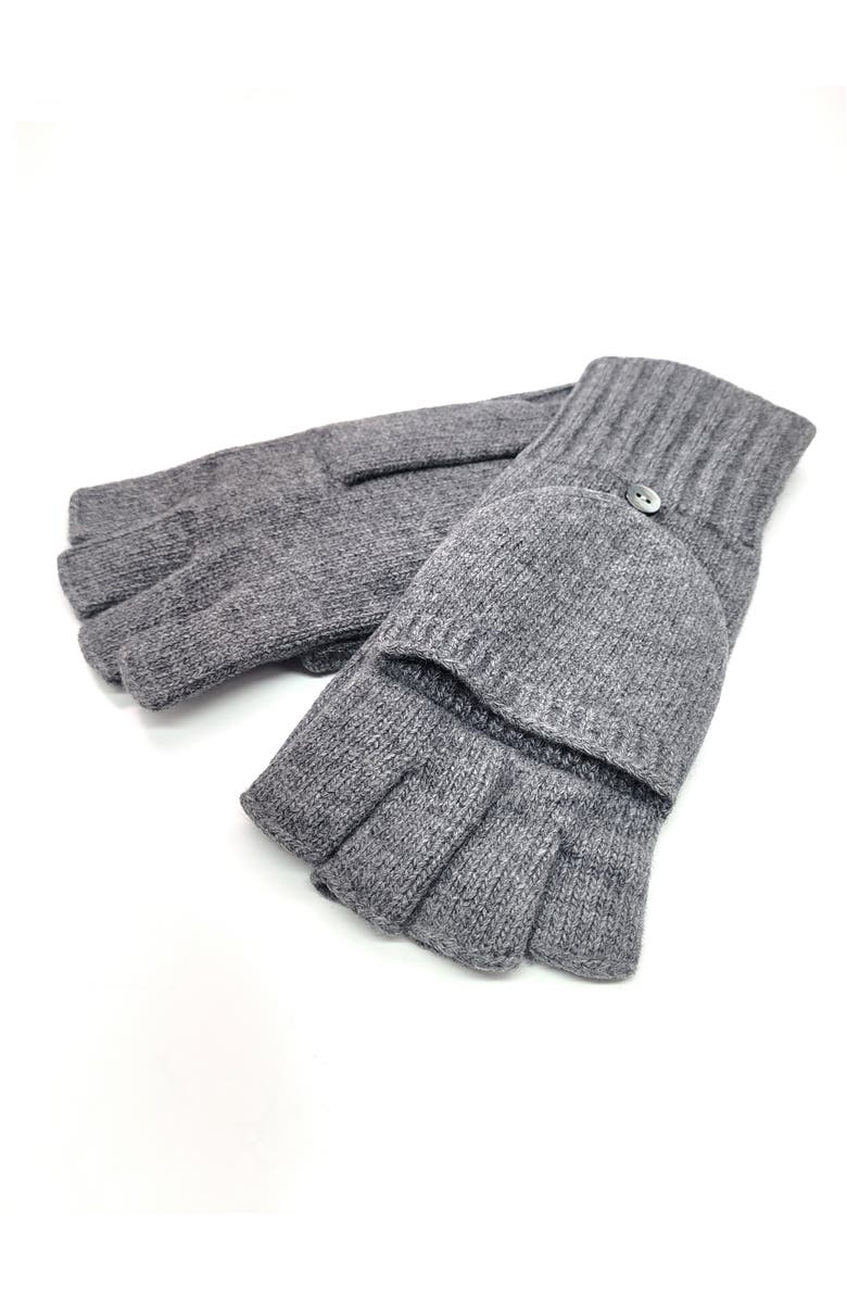 Portolano Cashmere flip top mitten gloves, Alternate, color, Medium Grey