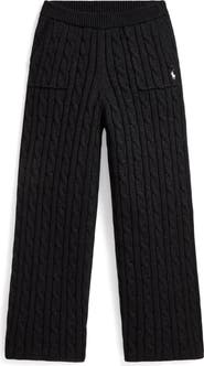 Polo Ralph Lauren Kids' Metallic Cable Knit Cotton Wide Leg Sweater Pants