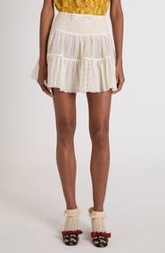 Valentino Garavani Tiered Daisy Eyelet Cotton Miniskirt