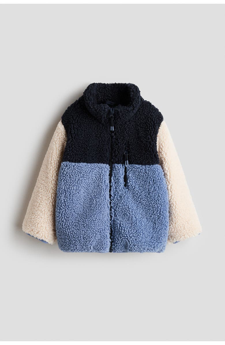 H&M Teddy fleece jacket, Main, color, Blue/Color Block