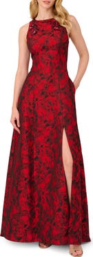 Adrianna Papell Beaded Jacquard Ballgown