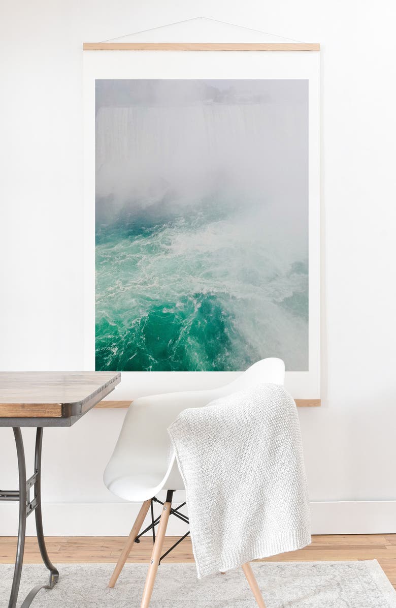 Deny Designs The Falls Print & Oak Hanger, Alternate, color,