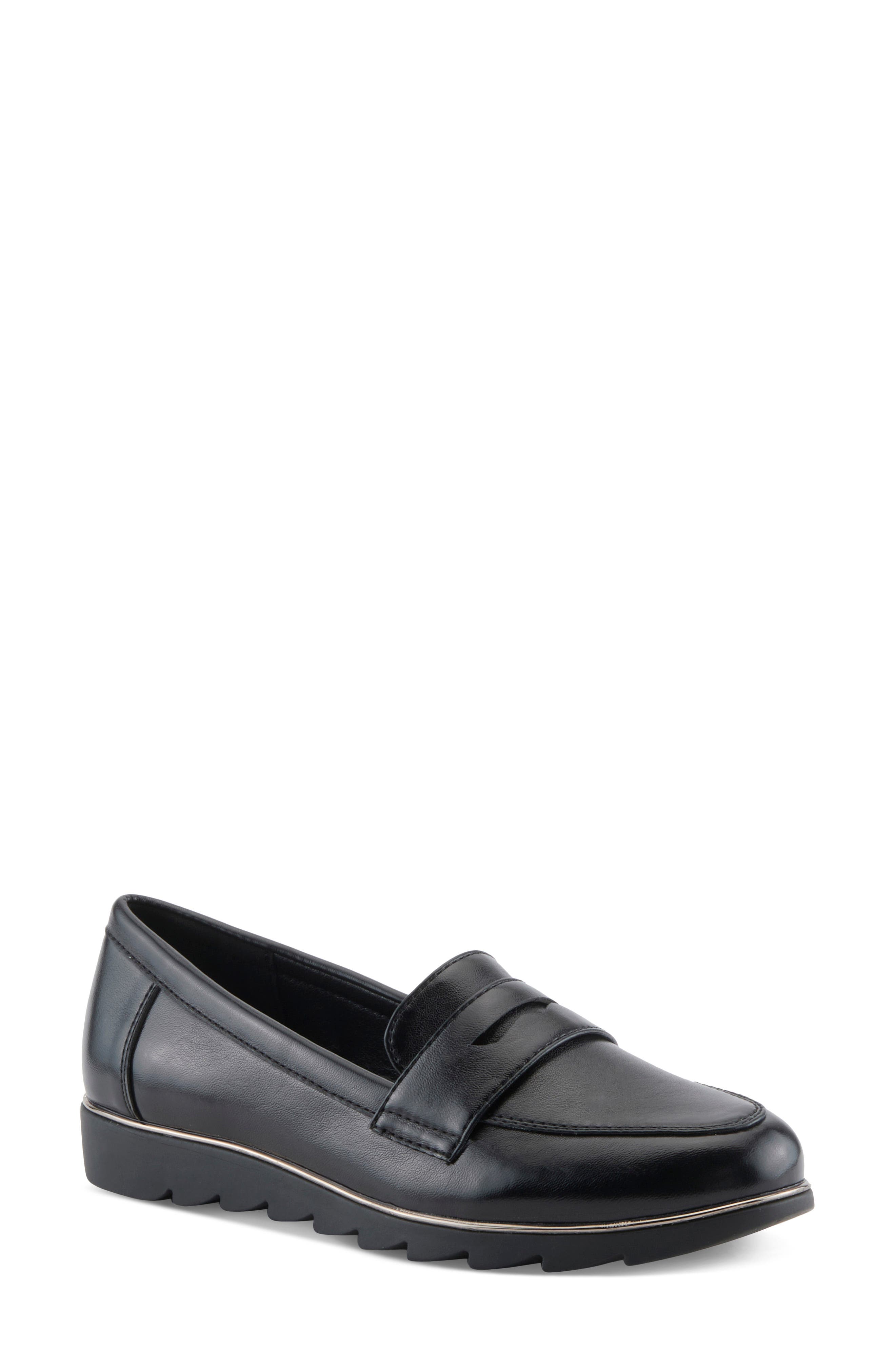 Cantuta Faux Leather Loafer, Main, color, BLACK