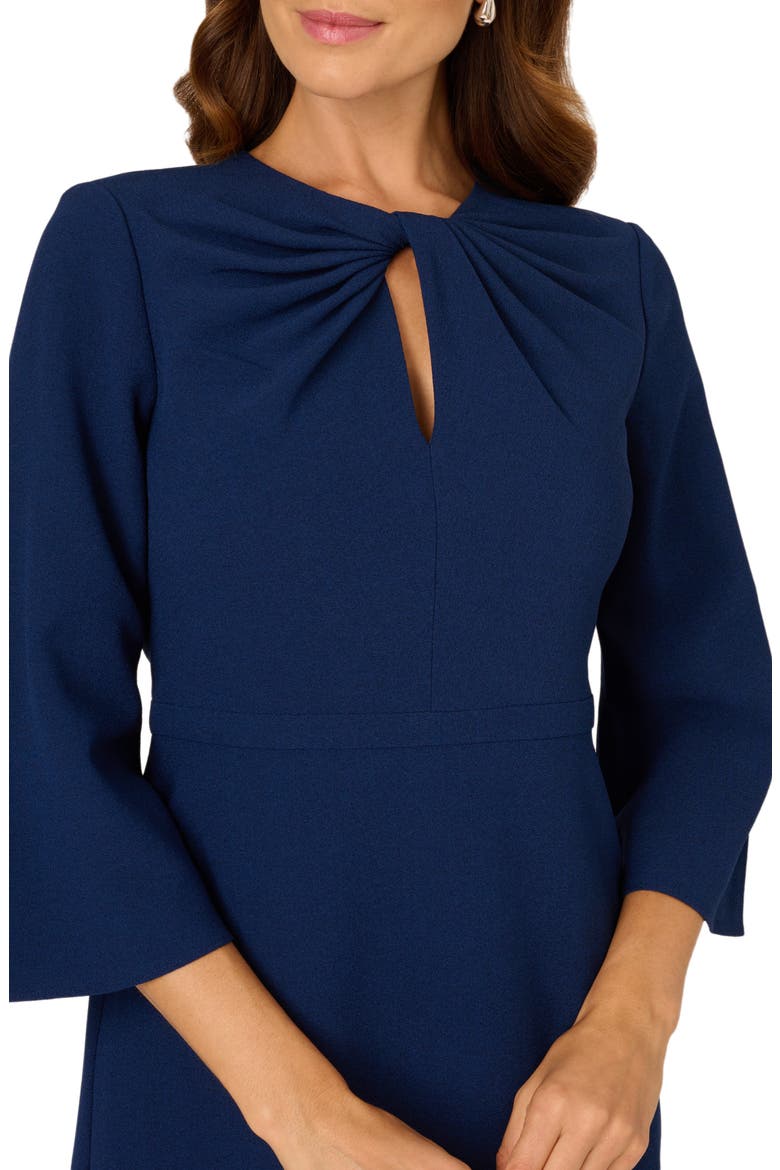 Twist Neck Crepe Dress, Alternate, color, NAVY SATEEN