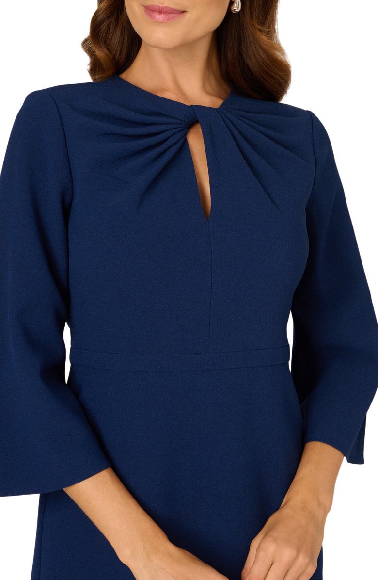 Adrianna Papell Twist Neck Crepe Dress, Alternate, color, Navy Sateen
