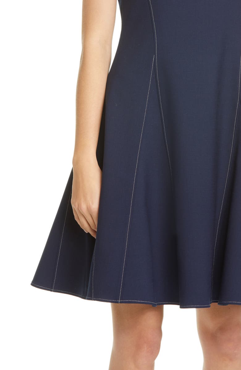 Adeam Water Drop Contrast Stitch Crepe Fit & Flare Dress, Alternate, color, 