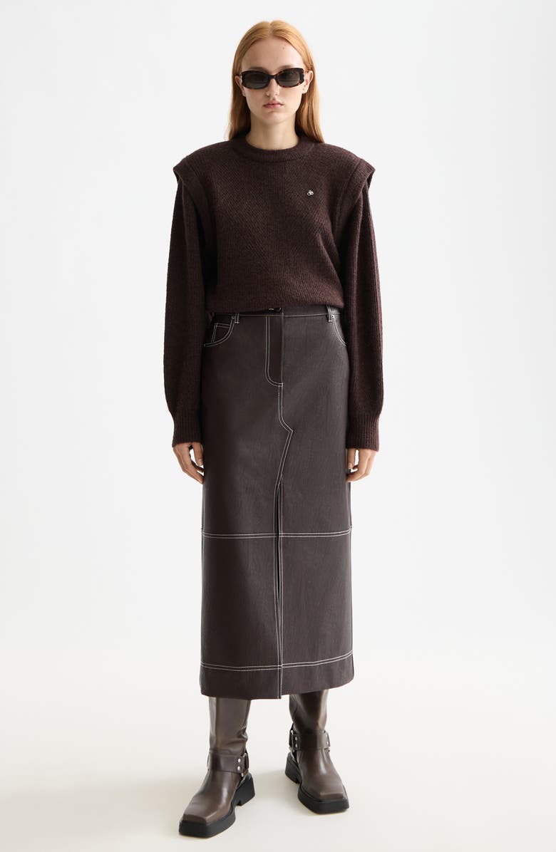 Scotch & Soda Extende Shoulder Crewneck Sweater, Alternate, color, Chocolate Plum