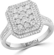 EFFY Sterling Silver Pavé Diamond Double Halo Ring
