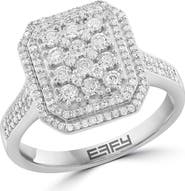 EFFY Sterling Silver Pavé Diamond Double Halo Ring