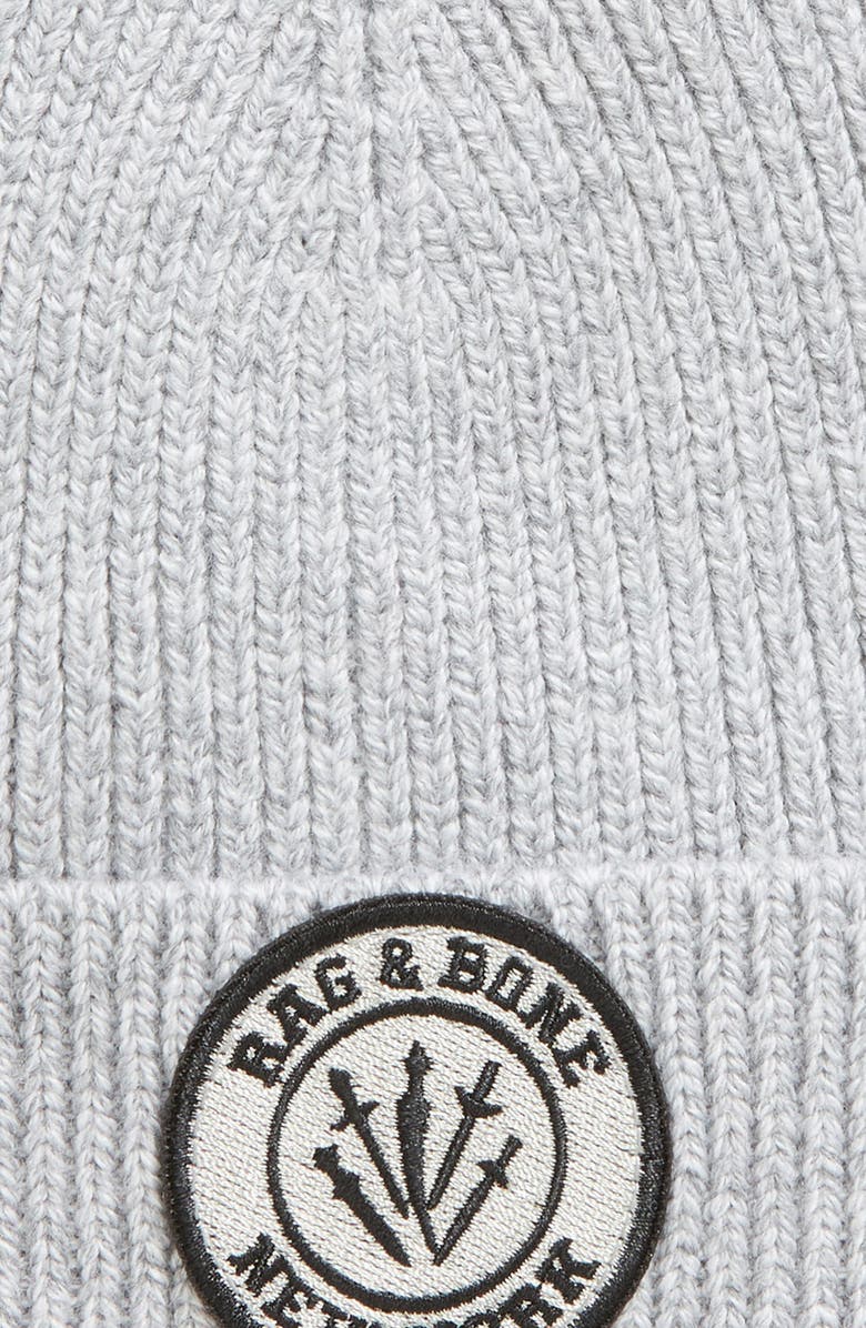 rag & bone Charlie Logo Patch Rib Wool Blend Beanie, Alternate, color,