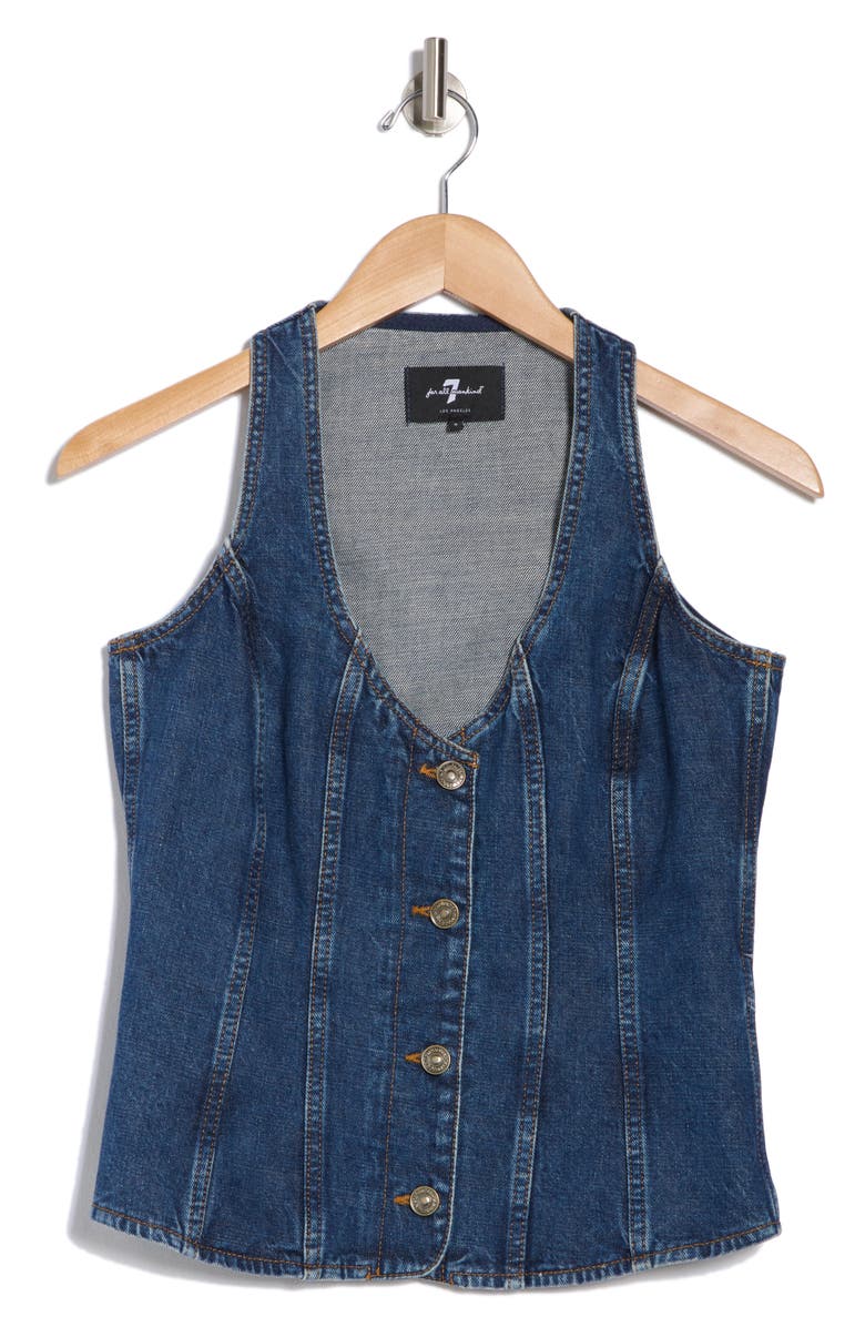 7 For All Mankind Button Front Denim Vest, Alternate, color, 