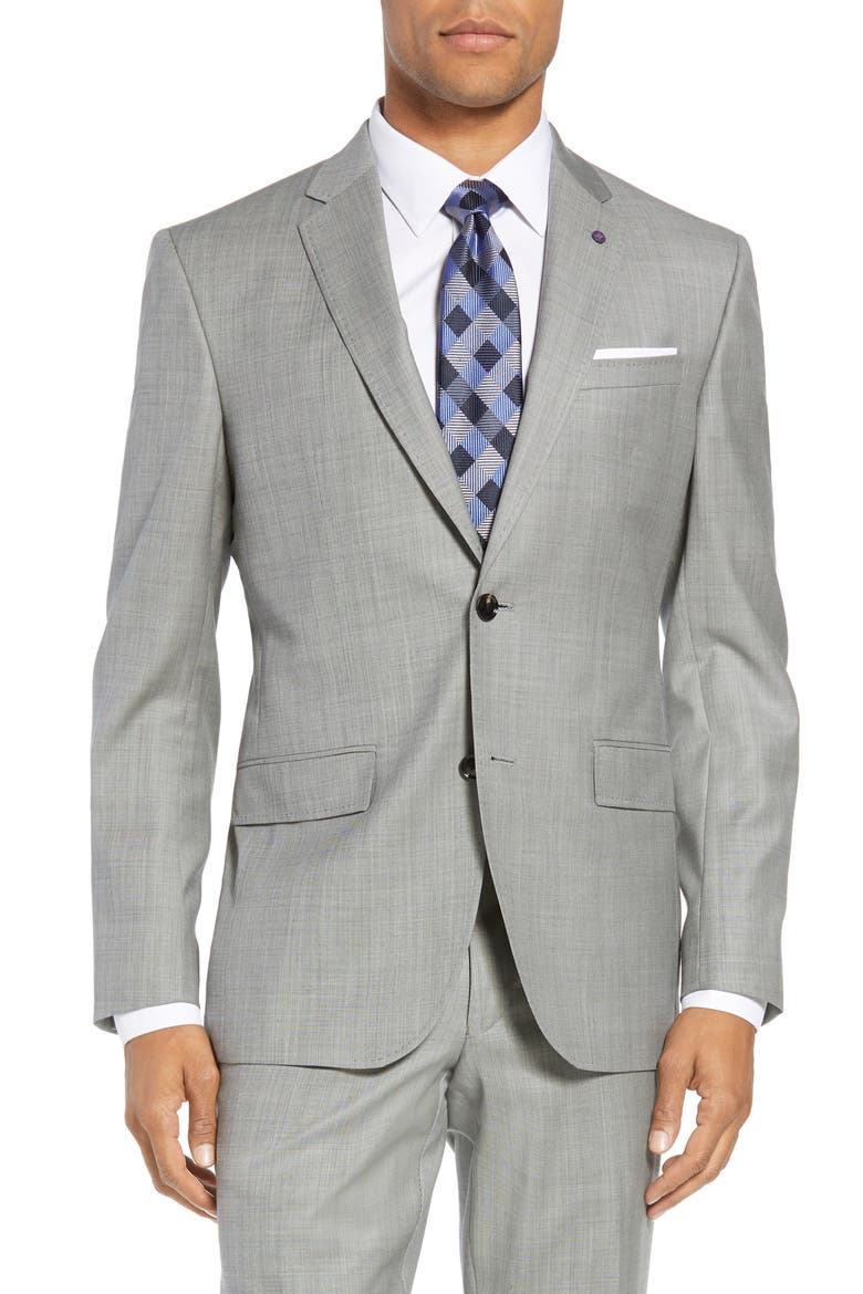 Jay Trim Fit Solid Wool Suit, Alternate, color, LIGHT GREY