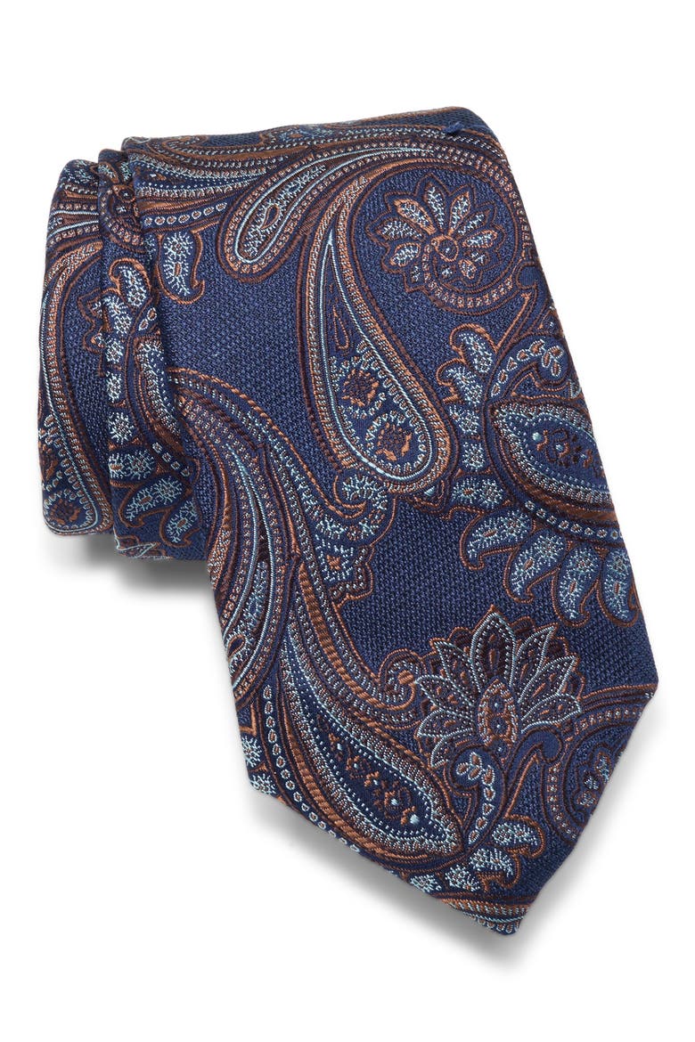 Mesa Paisley Jacquard Silk Tie, Main, color, CHOCOLATE/ NAVY