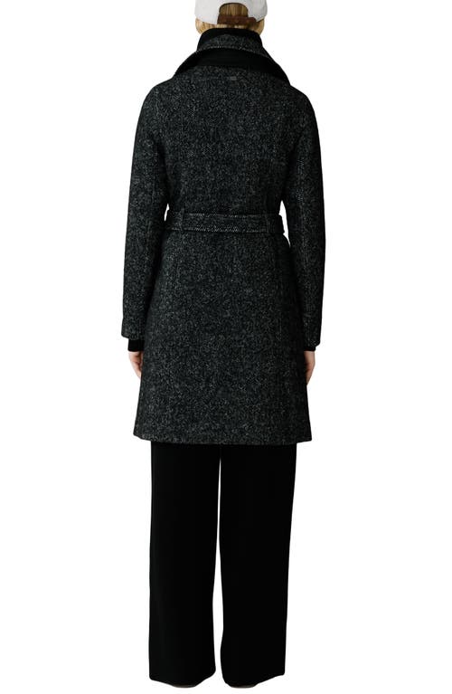 Soia & Kyo Fabianne Belted Wool Blend Coat In Black