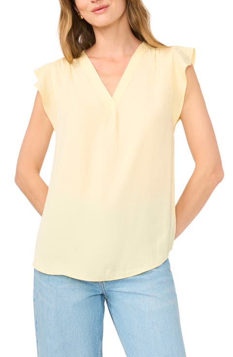 Ruffle Sleeve Satin Top