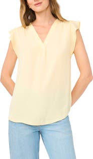 Vince Camuto Ruffle Sleeve Satin Top