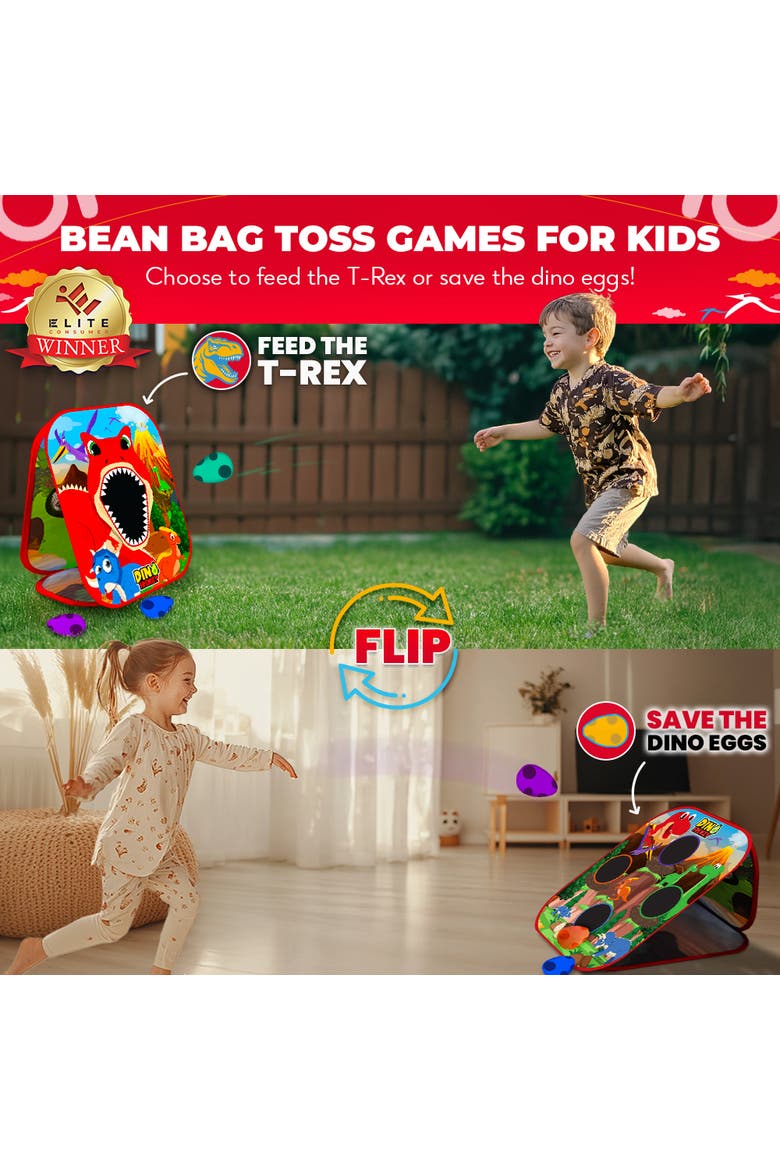 Dino Frenzy | 2-in-1 Corn Hole Games for Kids, Alternate, color, Red