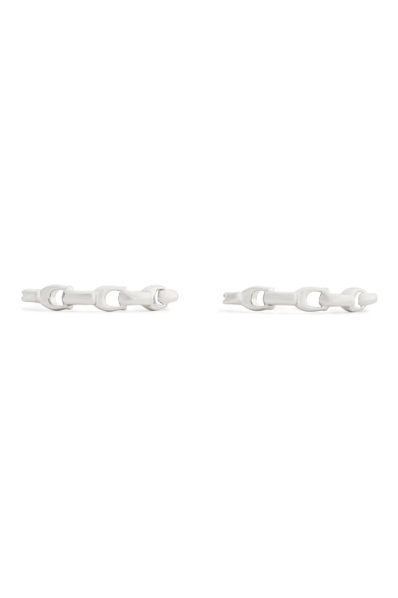 Signature C Small Hoop Earrings, Alternate, color, RHODIUM