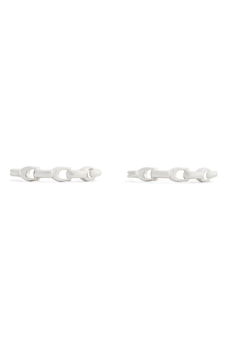COACH Signature C Small Hoop Earrings, Alternate, color, Rhodium