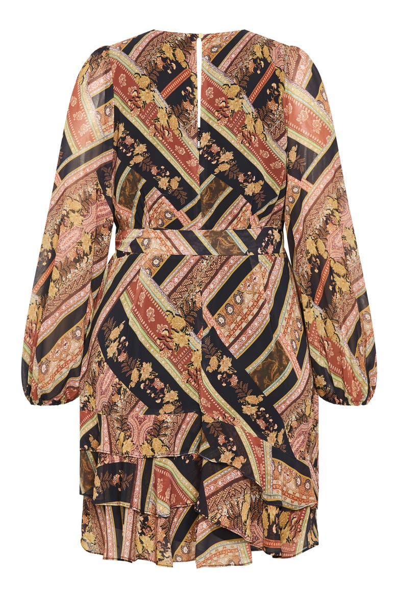 Harlow Patchwork Floral Tie Waist Minidress, Alternate, color, PRINT