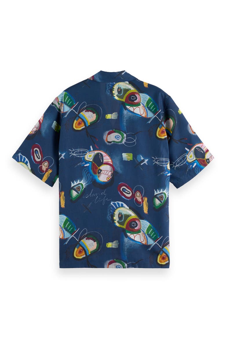 Abstract Print Lyocell Camp Shirt, Alternate, color, ABSTRACT ISLAND NIGH
