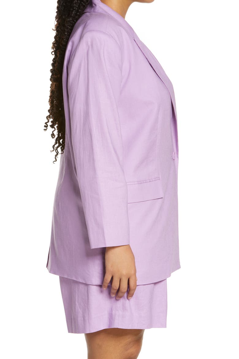 Oversize Linen Blend Blazer, Alternate, color, PURPLE SPECTRE