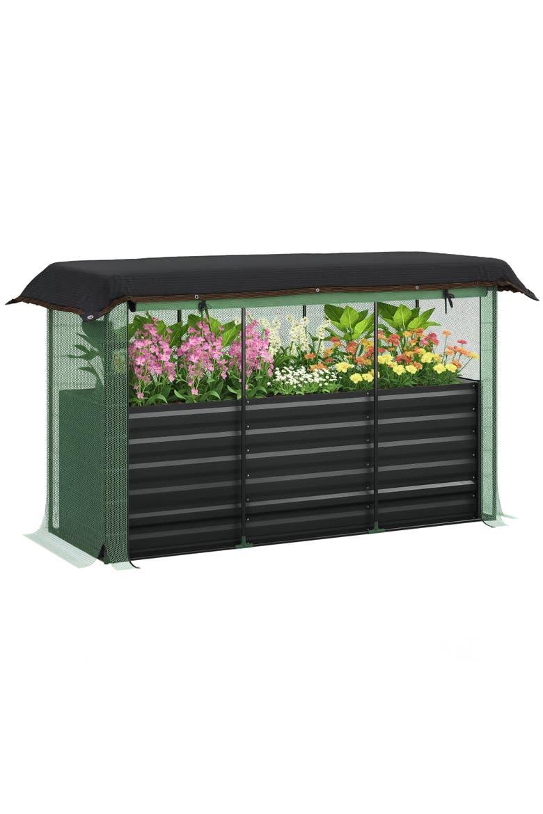 Raised with Crop Cage Plant Protection Net and Shade Cloth Roof,  Garden Bed, Main, color, Dark Gray