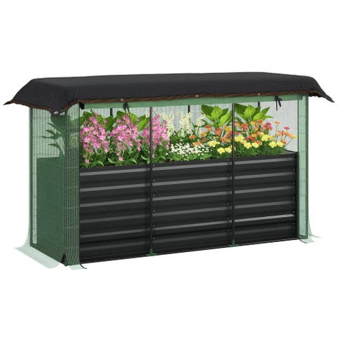 Raised with Crop Cage Plant Protection Net and Shade Cloth Roof,  Garden Bed